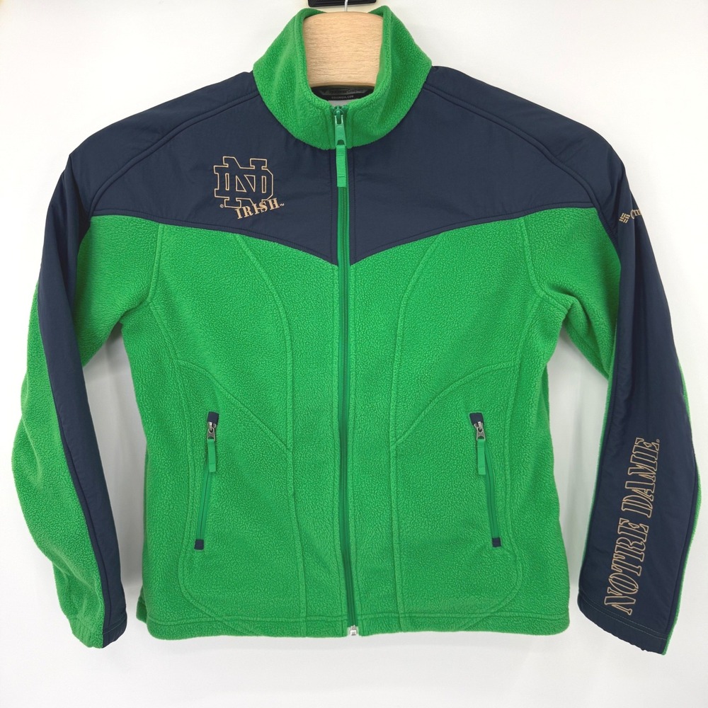Notre Dame Fighting Irish Zip XL6216 Columbia Fleece Jacket Women XL Green
